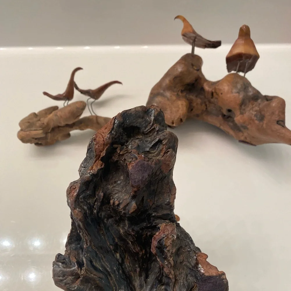 MCM Vintage home decor birds on the wood sculpture